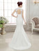 Mermaid \ Trumpet Wedding Dresses High Neck Sweep \ Brush Train Lace Cap Sleeve Sexy Illusion Detail Backless with Beading Appliques 2020 - 