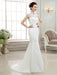 Mermaid \ Trumpet Wedding Dresses High Neck Sweep \ Brush Train Lace Cap Sleeve Sexy Illusion Detail Backless with Beading Appliques 2020 - 