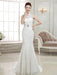 Mermaid \ Trumpet Wedding Dresses High Neck Sweep \ Brush Train Lace Cap Sleeve Sexy Illusion Detail Backless with Beading Appliques 2020 - 