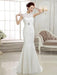 Mermaid \ Trumpet Wedding Dresses High Neck Sweep \ Brush Train Lace Cap Sleeve Sexy Illusion Detail Backless with Beading Appliques 2020 - 
