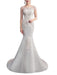 Mermaid \ Trumpet Wedding Dresses Jewel Neck Sweep \ Brush Train Lace Tulle Half Sleeve with Crystals Appliques 2020 - wedding dresses