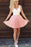 Mini Pink V Neck Sleeveless Ruched Homecoming Pleats Short Prom Dress - Prom Dresses