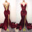 Modest Fascinating Precious Burgundy V Neck Sleeveless Mermaid Prom with Gold Appliques Long Evening Dress - Prom Dresses