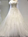 Modest Sweetheart Beaded Pearls Tulle Wedding Dresses - White / Floor Length - wedding dresses