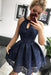 Navy Blue Lace Homecoming Simple Sleeveless Short Party Dresses Prom Dress - Prom Dresses