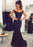 Navy Blue Off The Shoulder Mermaid Stretch Evening Dresses with Lace Beads - Prom Dresses