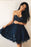 Navy Blue Sweetheart Beading Prom with Appliques Knee Length Tulle Homecoming Dress - Prom Dresses