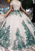 New Arrival Ball Gown Off the Shoulder Prom with Green Appliques Quinceanera Dress - Prom Dresses