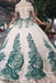 New Arrival Ball Gown Off the Shoulder Prom with Green Appliques Quinceanera Dress - Prom Dresses
