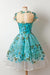 New Sleeves Unique Homecoming Dress Appliqued Blue Short Prom Dresses - Prom Dresses