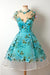 New Sleeves Unique Homecoming Dress Appliqued Blue Short Prom Dresses - Prom Dresses