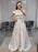 Off Shoulder 2 Pieces White Satin Long Prom Dresses, Two Pieces White Formal Dresses, Off the Shoulder White Evening Dresses