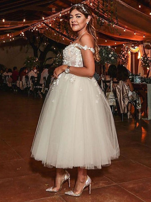 Off Shoulder Beaded White Lace Tulle Prom Dresses, Short White Lace Homecoming Dresses, White Formal Graduation Evening Dresses 