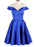 Off Shoulder Blue Satin Short Prom Dresses, Short Blue Homecoming Dresses, Blue Formal Evening Dresses 