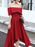 Off Shoulder High Low Burgundy Tea Length Prom Dresses, Off Shoulder Burgundy Formal Graduation Evening Dresses, Burgundy Homecoming Dresses 