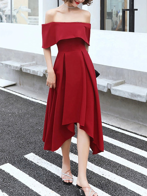 Burgundy dress high low best sale