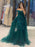 Off Shoulder Mermaid Green Lace Long Prom Dresses, Mermaid Green Lace Formal Dresses, Green Lace Evening Dresses 