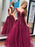 Off Shoulder Open Back Burgundy Lace Prom Dresses 2020, Cap Sleeves Maroon Lace Formal Dresses, Burgundy Lace Evening Dresses