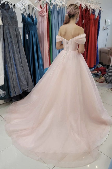 Off Shoulder Open Back Pink Long Prom Dresses, Off the Shoulder Pink Formal Dresses, Pink Evening Dresses