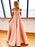 Off Shoulder Pink Long Prom Dresses with Pocket, Off the Shoulder Pink Formal Dresses, Pink Evening Dresses