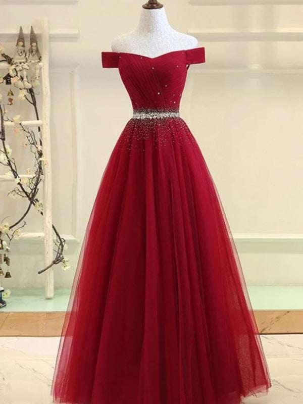 Off Shoulder Sequins Burgundy/Green Long Prom Dresses, Off Shoulder Burgundy Formal Dresses, Green Evening Dresses