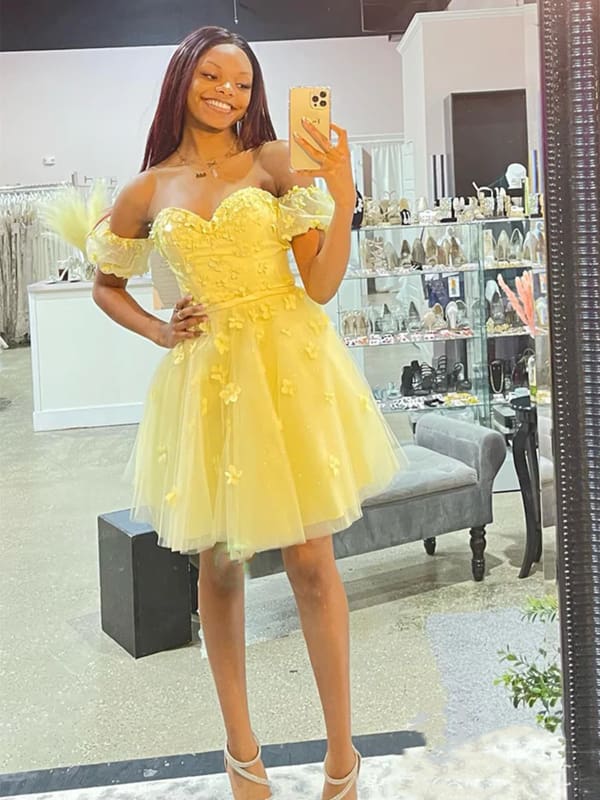 Yellow off the shoulder dress sales