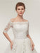 Off-the-Shoulder Half Sleeves Lace Ball Gown Wedding Dresses - wedding dresses
