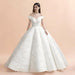Off The Shoulder Lace Beaded Ball Gown Wedding Dress - wedding dresses