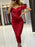 Off the Shoulder Tea Length Burgundy Prom Dresses, Wine Red Tea Length Satin Formal Evening Homecoming Dresses