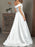 Off the Shoulder V Neck White Satin Long Prom Dresses, V Neck Off Shoulder White Formal Evening Dresses