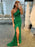 One Shoulder Open Back Mermaid Shiny Green Sequins Long Prom Dresses, Mermaid Green Sequins Formal Graduation Evening Dresses 