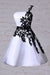One Shoulder White Homecoming with Black Lace Knee Length Party Dress - Prom Dresses