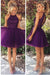 Open Back Homecoming Halter Purple Beaded Tulle Cocktail Dresses Short Prom Dress - Prom Dresses