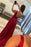 Open Back V Neck Burgundy Long Prom Dresses with High Slit, V Neck Burgundy Formal Graduation Evening Dresses 