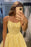 Open Back Yellow Lace Long Prom Dresses, Yellow Lace Formal Dresses, Yellow Evening Dresses 