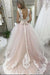 Pale Pink Court Train with Lace Appliques Sleeveless Wedding Dress - Wedding Dresses