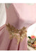 Pink A Line Sleeveless Ruched Homecoming with Gold Appliques Short Prom Dress - Prom Dresses