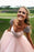 Pink Cap Sleeves A Line Long Prom Dresses with Rhinestones - Prom Dresses