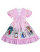Pink Flower Girl Dresses Designed Neckline Short Sleeves Lace Tulle Embroidered Kids Social Party Dresses