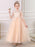 Pink Flower Girl Dresses Jewel Neck Half Sleeves Ankle-Length Lace Princess Silhouette Bows Formal Kids Pageant Dresses