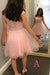 Pink Homecoming Short Tulle Prom Dresses With Bead Waist Lace Appliques Graduation Dress - Prom Dresses