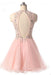 Pink Jewel Tulle Homecoming Dresses with Open Back Beading Sleeveless Short Prom Dress - Prom Dresses