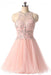 Pink Jewel Tulle Homecoming Dresses with Open Back Beading Sleeveless Short Prom Dress - Prom Dresses