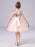 Pink Flower Girl Dresses Jewel Neck Sleeveless Bows Kids Social Party Dresses Sequined Tulle Short Dress