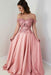 Pink Sheer Neck Long Prom Lace Appliques Charming Party Dress with Beads - Prom Dresses