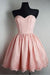Pink Sweetheart Lace Appliques Short Graduation New Strapless Homecoming Dress - Prom Dresses
