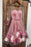 Pink V Neck 3D Applique Short Prom Long Sleeves Homecoming Dress - Prom Dresses