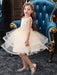 Flower Girl Dresses Jewel Neck Polyester Sleeveless Knee-Length Ball Gown Bows Kids Social Party Dresses