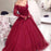 Precious Glorious Sleek Burgundy Off the Shoulder Sleeve Applique Tulle Evening Long Prom Dress - Prom Dresses