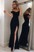 Precious Modest Fascinating Charming Off-the-shoulder Split Side Evening Party Black Mermaid Prom Dress - Prom Dresses